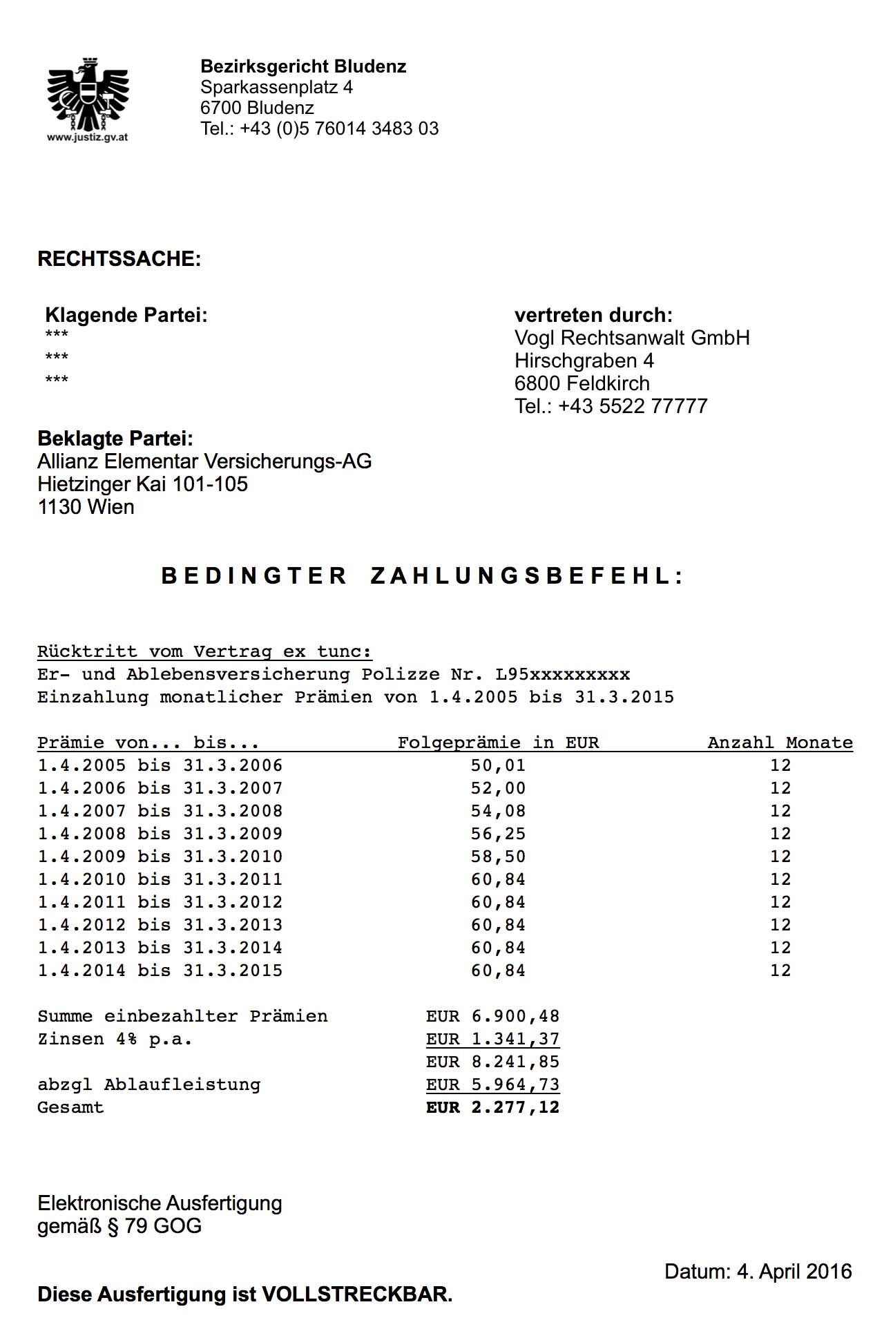 Presseaussendung - Erste Versicherungen knicken ein